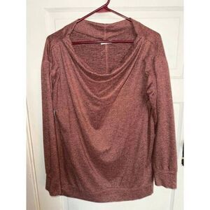 Maurice's Cowl Neck Heathered Mauve Long Sleeve Sweatshirt Top Pullover M